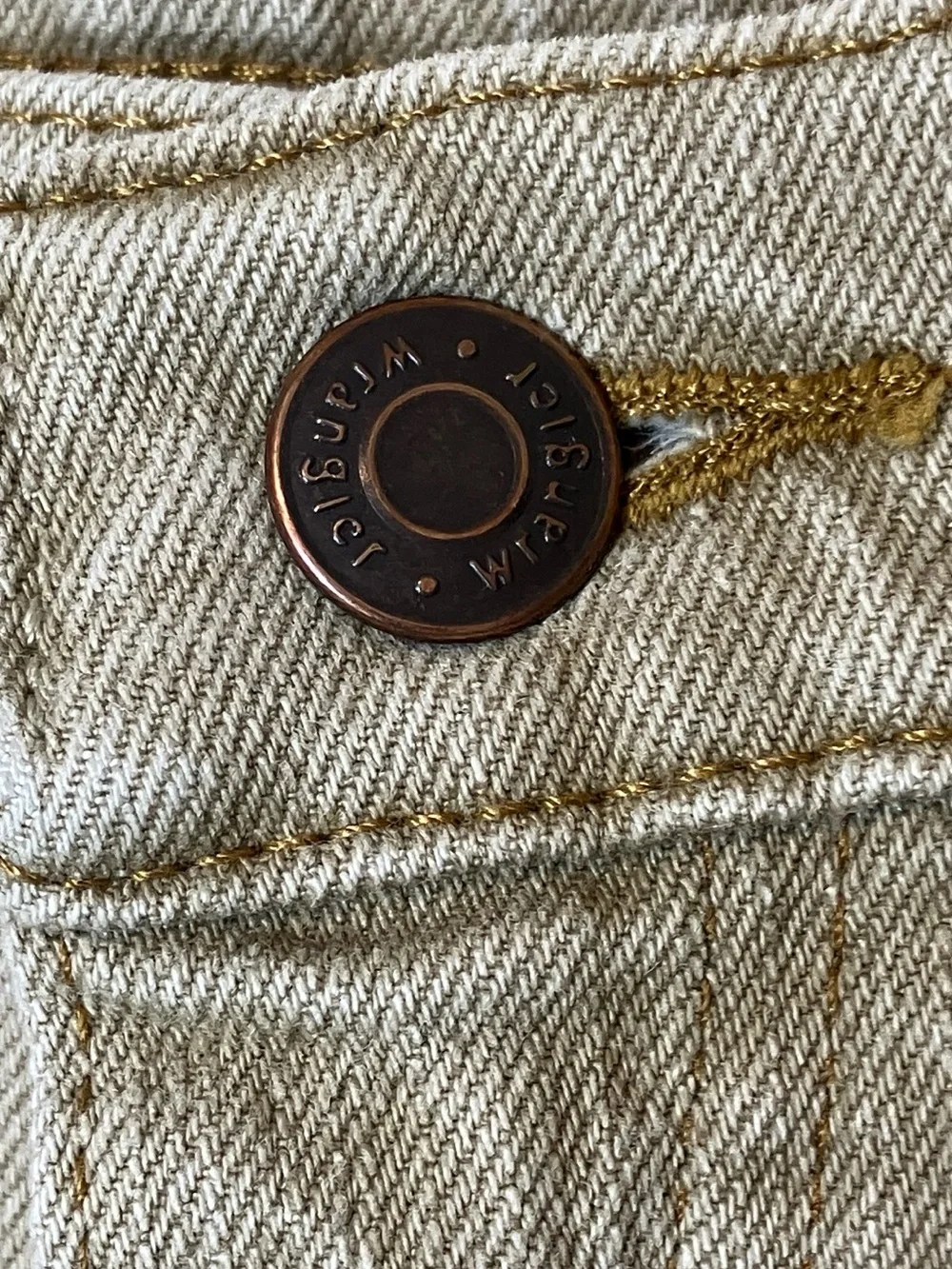 Wrangler Beige Straight-Leg Pants with Copper Button Detail